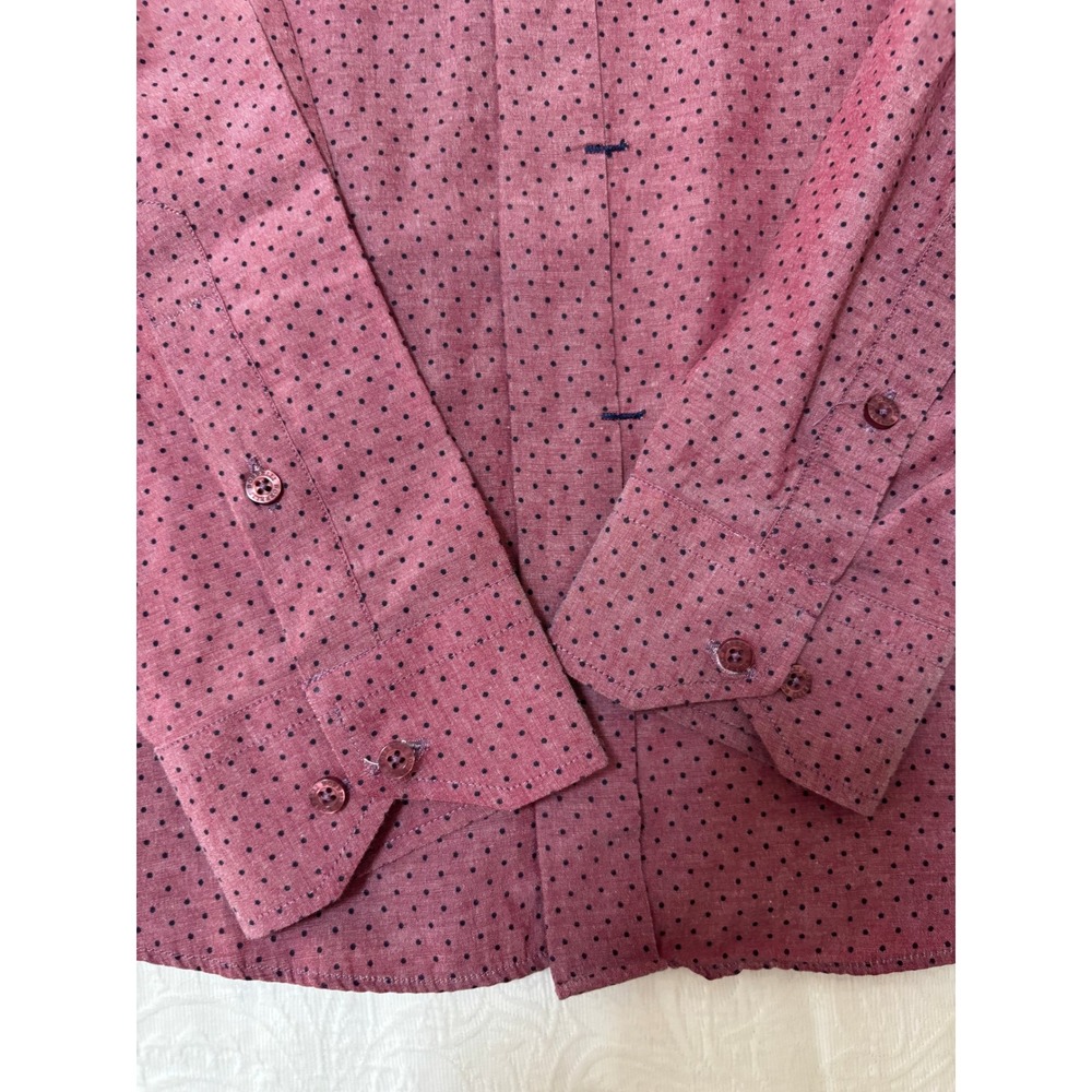 Luigi Borrelli Napoli Slim Fit Dress Shirt XL Pink Navy Micro Dot Italian Luxury - Picture 2 of 6